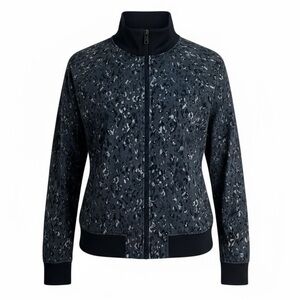 NWOT Athleta Women’s Brooklyn Bomber Jacket II in Navy Print Size Medium